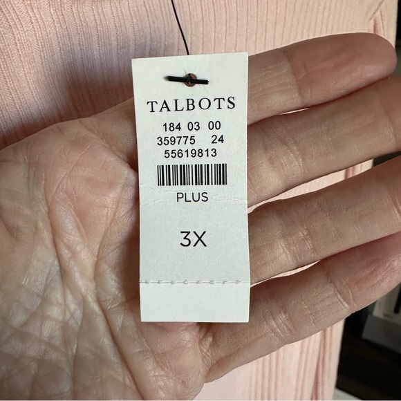 Talbots Peach Ribbed Mock Neck Blouse with Gold Buttons Size 3X NWT Neutral - Picture 4 of 12
